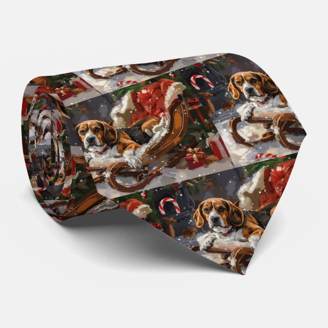 Gravata Beagle Dog Natal Festivo (Rolled)