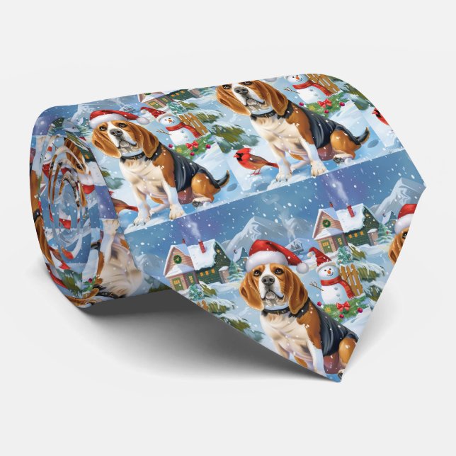 Gravata Beagle Dog Winter Wonderland Natal Joy (Rolled)