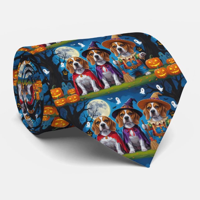 Gravata Beagle Dogs Pumpkin Halloween Engraçado (Rolled)