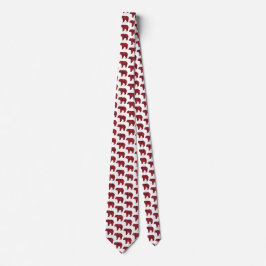 Gravata Bear Shaped Plaid Red Black Buffalo Neck Tie