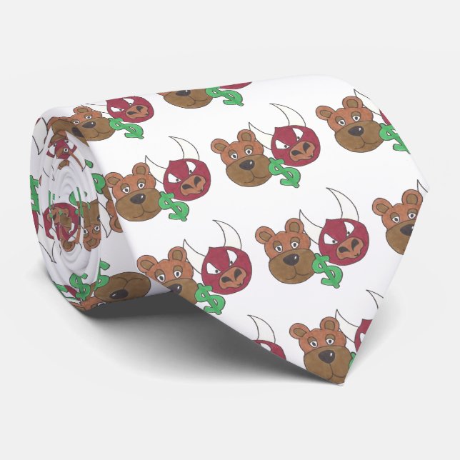 Gravata Bears vs Bulls Stock Market Money Trader Tie (Rolled)