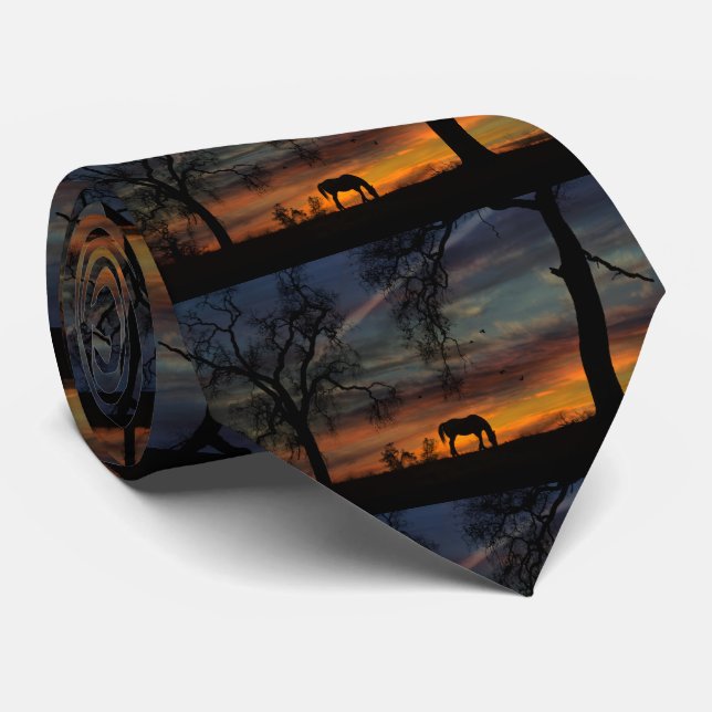 Gravata Beautiful Horse and Southwestern Sunset Tie (Rolled)