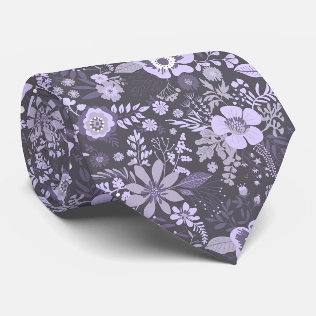 Gravata Beautiful retro style blue pastel floral pattern (Rolled)