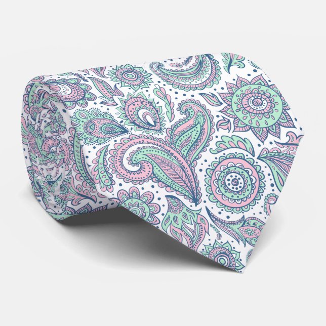 Gravata Beautiful vintage floral landscape pattern (Rolled)