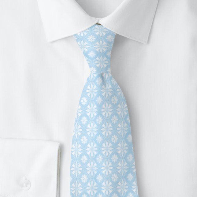 Gravata Bebê Azul Floral Geométrico (Criador carregado)