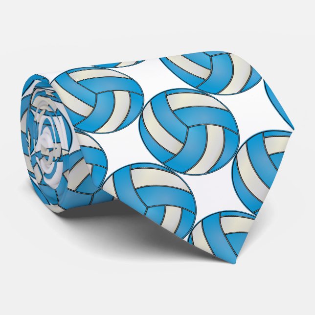 Gravata Bebê desportivo Azul e Voleibol Branco (Rolled)