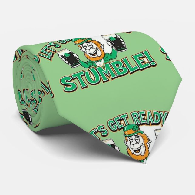 Gravata Bebendo de Cerveja Verde Leprachaun Rua. (Rolled)