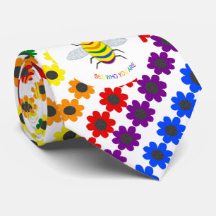 Gravata Bebida Arco-Íris Ortográfica LGBT e Flores