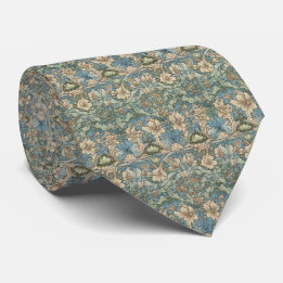Gravata Bege Azul Verde Floral Masculino