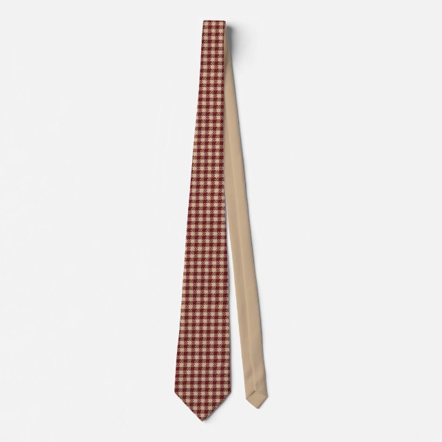 Gravata Beige and burgundy houndstooth (Frente)