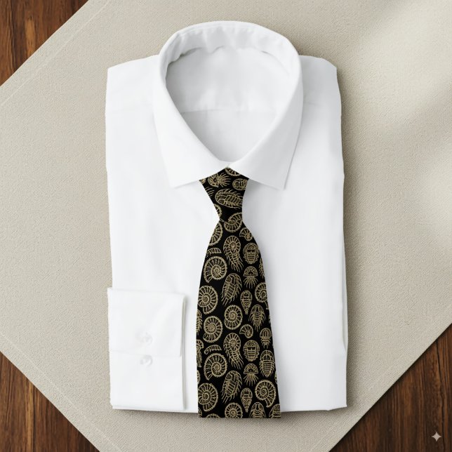 Gravata Beige venenoso fóssil trilobite padrão amonita (Criador carregado)