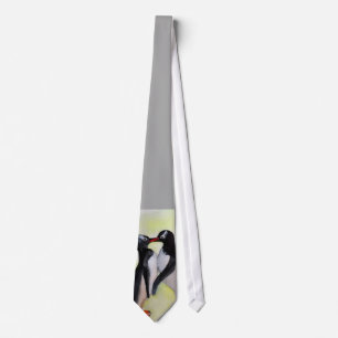 Gravata Beijando o laço da aguarela dos pinguins