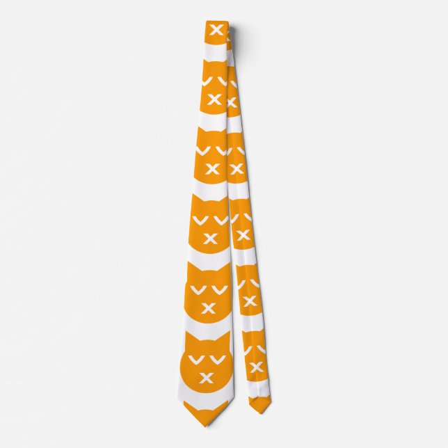 Gravata Beijar com o Gato Emoji de Olhos Fechados (Frente)