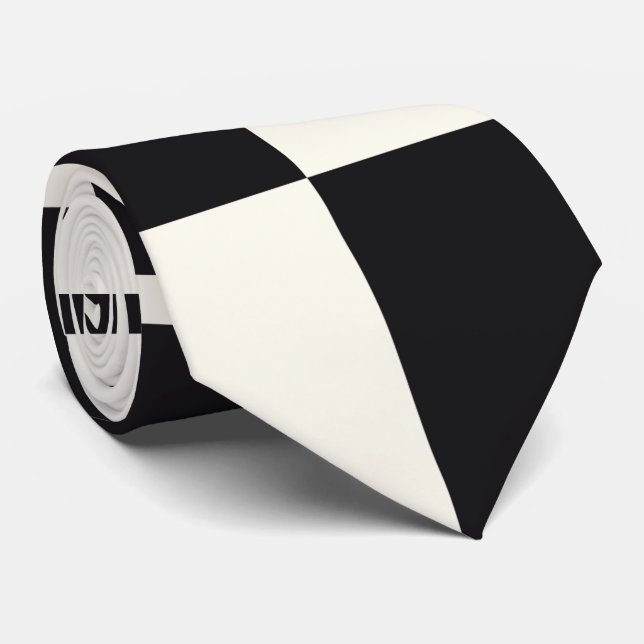 Gravata Beleza verificada, preto e branco (Rolled)