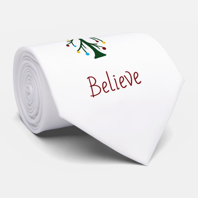 Gravata Believe Evergreen Tree Festive Christmas (Rolled)
