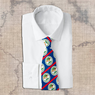 Gravata Belize Gravatas, moda Belizean Flag, negócios