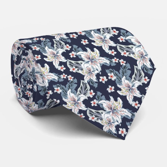 Gravata Belo padrão de flores elegante (Rolled)