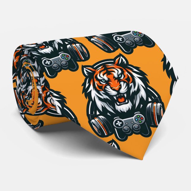 Gravata Bengal Tiger Gamer Neck Tie (Rolled)