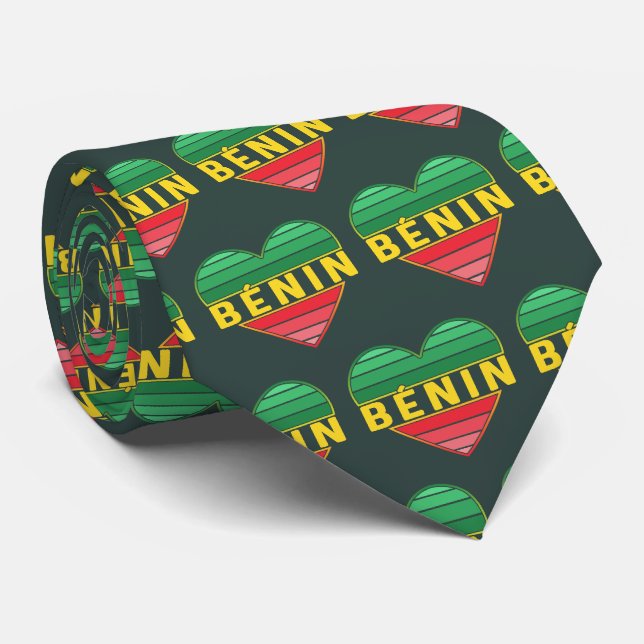 Gravata Beninese Heart, Eu Adoro Benin (Rolled)