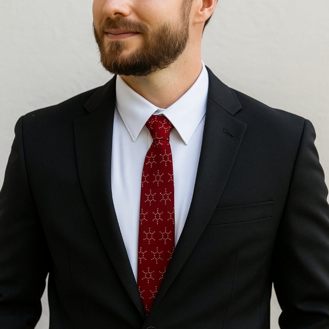 Gravata Benzene Molecule Vermelho (Benzene Molecule Pattern Red Neck Tie)