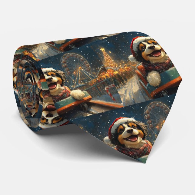 Gravata Bernedoodle Cachorro Montanha-russa Natal  (Rolled)