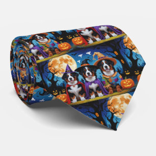 Gravata Bernese Mountain Dogs Pumpkin Halloween Engraçado