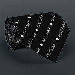 Gravata Best Man Repeating White Text on Black<br><div class="desc">This fun neck tie is the perfect accessory for the best man at your wedding. It features a simple yet elegant design with the words "Best Man" written in fancy all capital white text repeating in a diagonal pattern on a black background. There are diamonds separating the repeating text. Perfect...</div>