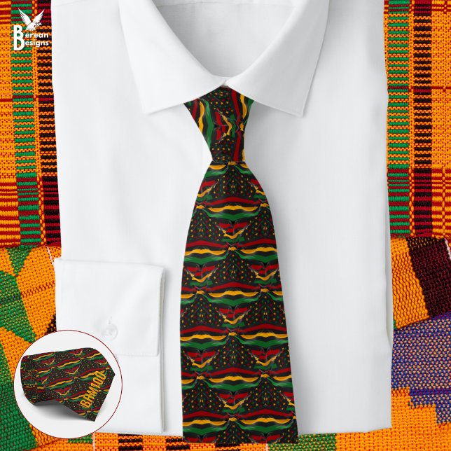 Gravata BHM100 Mês da História Negra Monograma Centenário  (African American Stars & Stripes Tie with custom monogram. Ideal for Black History Month Centennial)