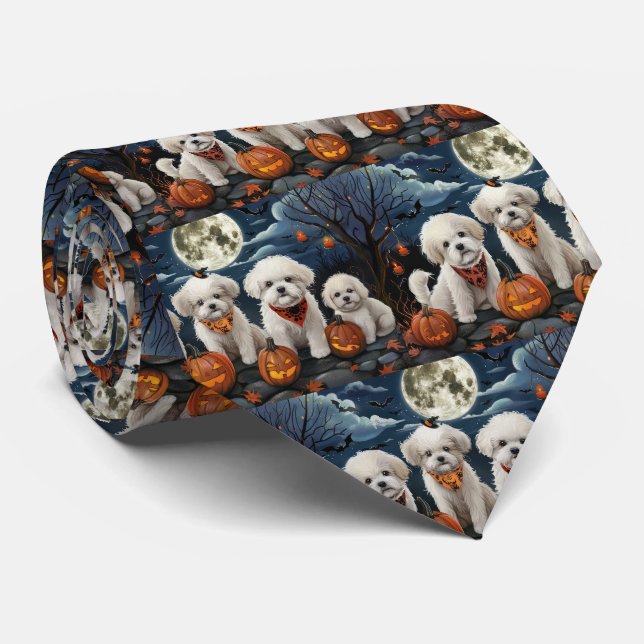 Gravata Bichon Frise Halloween Spooky (Rolled)
