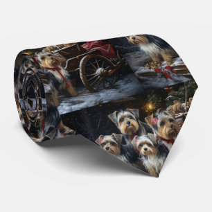 Gravata Biewer Terrier Nevado Trineo Navidad Decoração