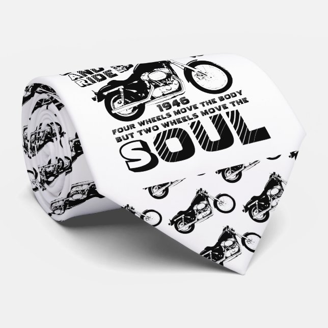 Gravata Biker Soul, Data Personalizada de Nascimento (Rolled)