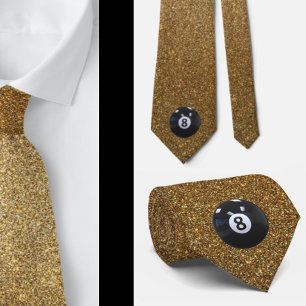 Gravata Billiards Legal Oito Bola Piscina Pescoço Dourado