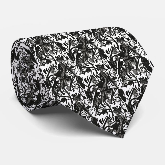 Gravata Birth of the Wolves Art Pattern Neck Tie (Rolled)