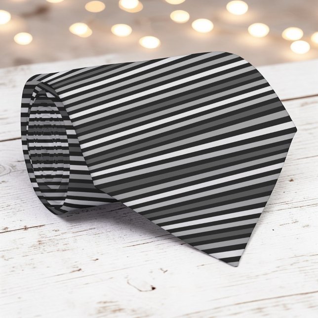 Gravata Black and Grey Color Stripes Necktie (Criador carregado)