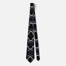 Black and Purple Gothic Pattern #2 Skull Neck Tie