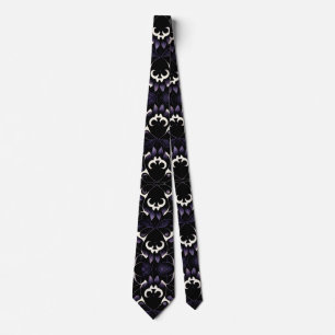 Gravata Black and Purple Gothic Pattern #2 Skull Neck Tie