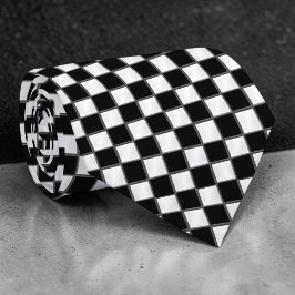 Gravata Black and White Checkered Custom Necktie