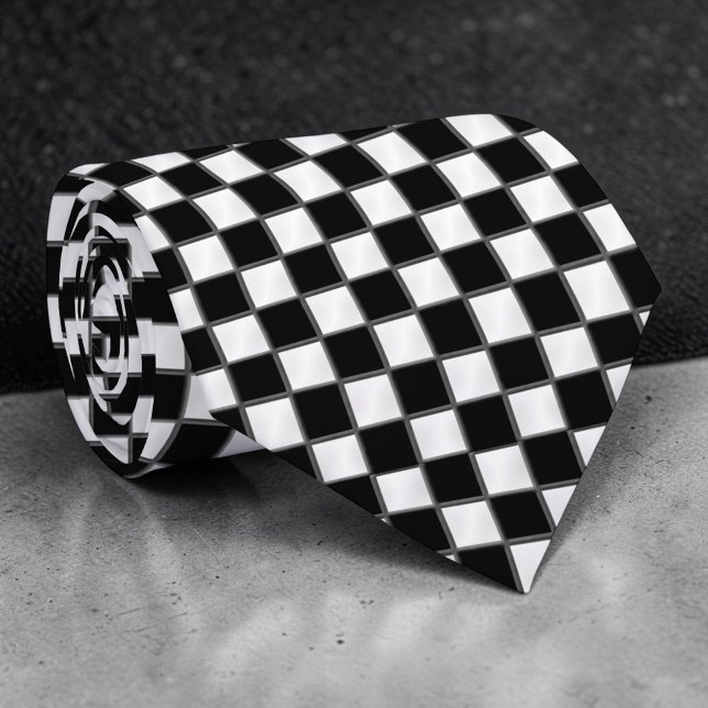 Gravata Black and White Checkered Custom Necktie (Criador carregado)