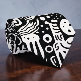 Gravata Black and White Doodles Custom Necktie