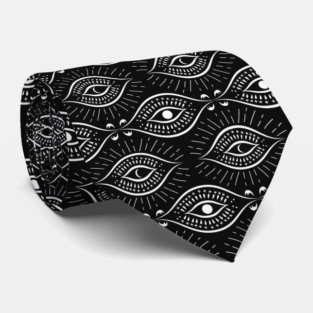 Gravata Black and white evil eye pattern (Rolled)