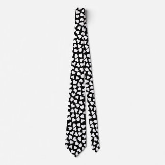Gravata Black and White Heart Pattern