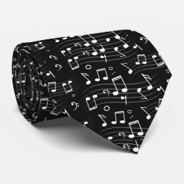 Gravata Black And White Music Notes
