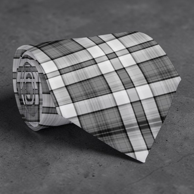 Gravata Black and White Plaid Custom Necktie (Criador carregado)
