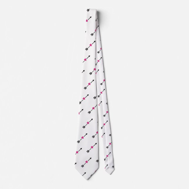 Gravata Black Arrow with Fuchsia Heart Neck Tie (Frente)