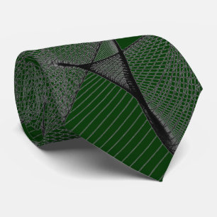 Gravata Black Emerald Green & Silver "Spider Web"