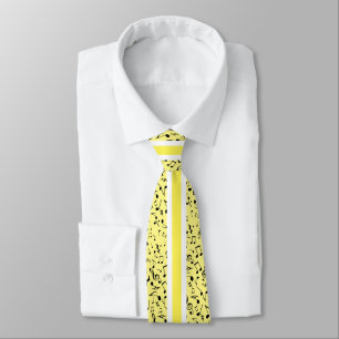 Gravata Black Music Notes on YELLOW