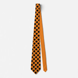 Gravata Black Orange Polka Dots Pattern