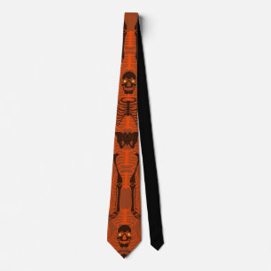 Gravata Black & Orange Skeletons Halloween Tie