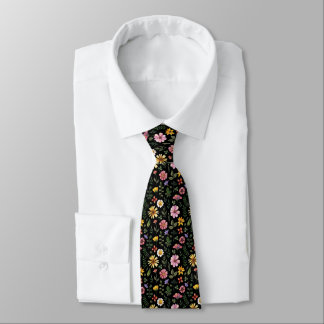 Gravata Black Pink Yellow Green Floral Groom Groomsman 