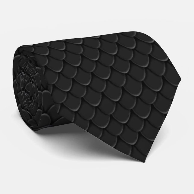 Gravata Black Snake Skin Leather style (Rolled)